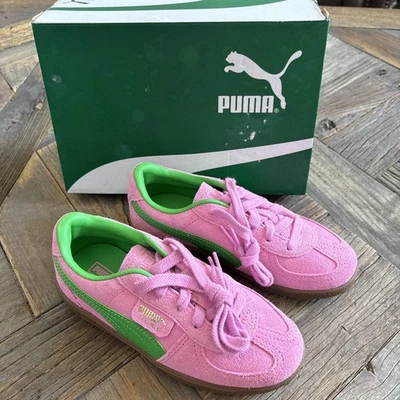 Tenis PUMA Niños Palermo Gamuza Especial Rosa Delicia/Verde Talla EE. UU.: 1C Foto 1 de 4
