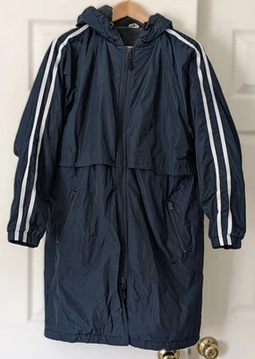 PARKA DE NATACIÓN Sporti Forrada de Vellón Largo Completo Cremallera Con Capucha Azul Gris Juvenil Grande Foto 1 de 4