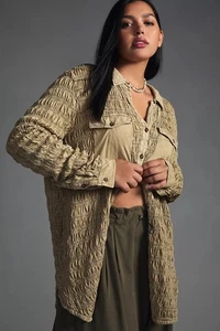 Chaqueta Anthropologie Pilcro Calada Bolsillo Abotonado en el Pecho Verde Oliva Talla S - Imagen 1 de 19