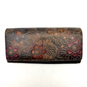 Cartera organizadora vintage años 90 Derek Alexander floral de cuero envejecido 7,5" - Imagen 1 de 18