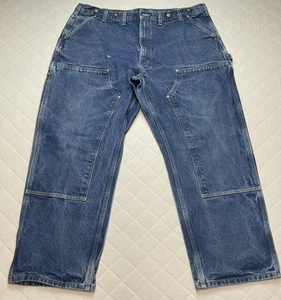 Carhartt Jeans Men 44x30 Denim Original Fit Double Knee Logger Workwear B07 DNM - Picture 1 of 11