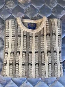 Vintage Knit Pendleton Wool Striped Sweater Adult XL Gray Off-White Pullover - Picture 1 of 14