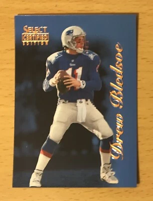 1996 SELECT CERTIFIED FOOTBALL BLUE DREW BLEDSOE #45 NEW ENGLAND PATRIOTS 2 - Image 1 of 2