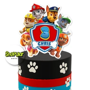 Paw Patrol Personalised Cake Topper Custom Name Age Birthday Party Decoration - Picture 1 of 2