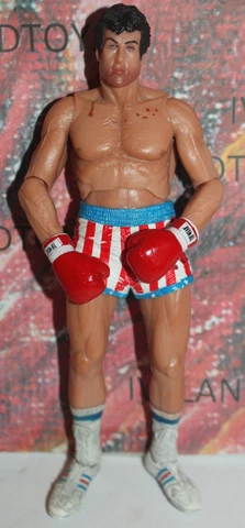 Rocky Balboa IV Action Figure Boxing NECA Red White Blue Trunks USA Post Fight Cover