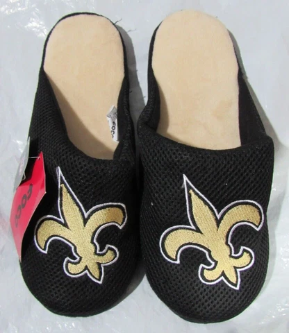 NFL New Orleans Saints Logo on Mesh Slide Slippers Dot Sole Size Men M by FOCO Cover