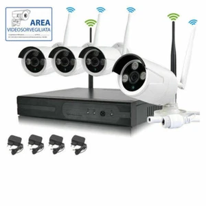 KIT VIDEOSORVEGLIANZA 4 TELECAMERE NVR LAN REMOTO 3G WIRELESS FULL WIFI HD IP4 - Foto 1 di 1