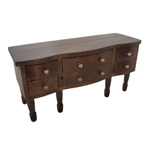 Dollhouse Miniatures Serpentine Front 6 Drawer Sideboard Buffet Walnut Tone 1:12 - Picture 1 of 9