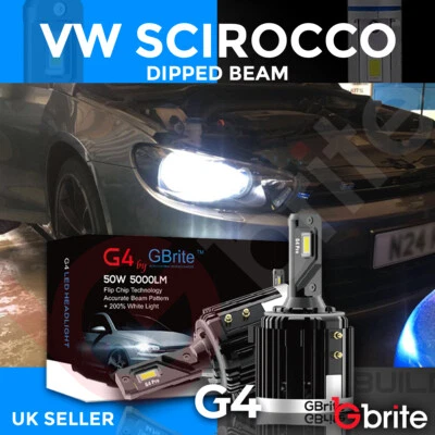 VW SCIROCCO H7 G4 CSP white LED Headlight Bulbs Kit 5000 Lumens Canbus 50W golf - Image 1 of 4