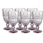 WHOLE HOUSEWARES | Pink Coloured Glass Goblet | Set of 6 Vintage 11.5 oz