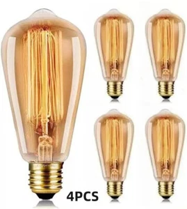 4x Vintage E27 ST64 Filament LED Light Bulb 40W Clear Industrial Edison Lamps UK - Picture 1 of 9