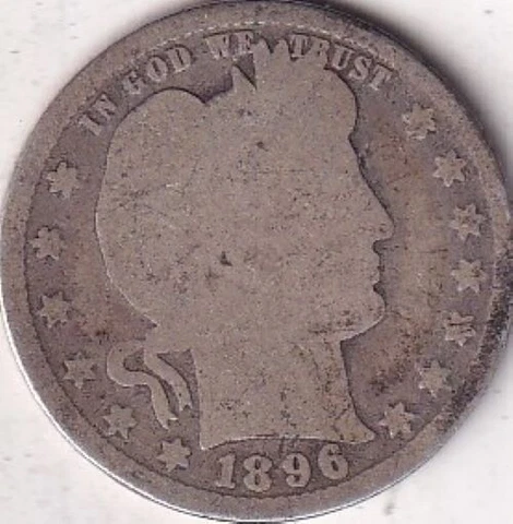1896 SILVER Barber Quarter - G - #205 - BEAUTIFUL COLOR - BEAUTIFUL COIN Cover