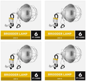 Lot 4 Lamps Aluminum Reflector Brooder Lamp  (BULB NOT INCLUDED) clamp light 6ft - Picture 1 of 7