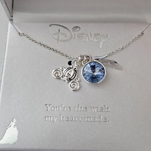 Collar Disney Cenicienta Eres el deseo hecho mi corazón tono plata nuevo en caja - Imagen 1 de 6