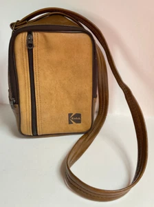 vtg Kodak brown faux leather camera bag cross body 8x6x4" Made in USA - Picture 1 of 7