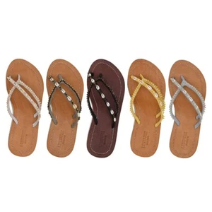 Lestarie Damen Leder Sandalen handgefertigt Muscheln ergonomisch Zehentrenner - Bild 1 von 38