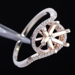 Fine Jewelry Semi Mount Round 7-8mm Diamonds Ring Setting Solid 10k Yellow Gold - Picture 1 of 5