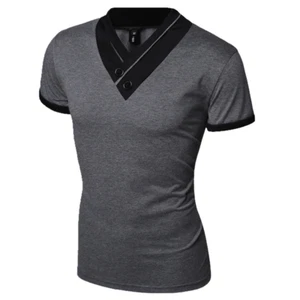 T-shirt uomo manica corta top estate nuova scollo a V maglietta uomo top causale - Foto 1 di 4