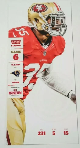 2014 San Francisco 49ers St. Louis Rams NFL Football Full Ticket Stub Cover