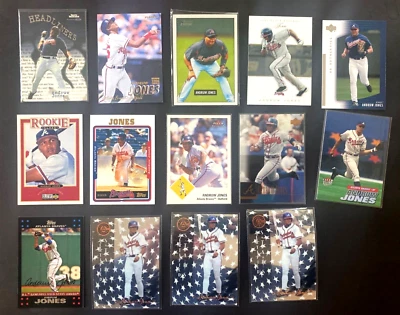Lote (14) Tarjetas de béisbol Andruw Jones Topps Fleer UD Rookie Class Braves Foto 1 de 2