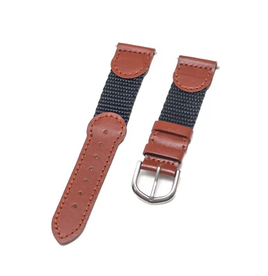 Pulseira de relógio Timex curta 19mm-S estilo exército suíço couro marrom/preto e náilon - Imagem 1 de 3