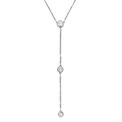 Collar Lariat de tres diamantes cultivados en laboratorio de oro blanco de 14 quilates 2,29 quilates 16,5 pulgadas Foto 1 de 4