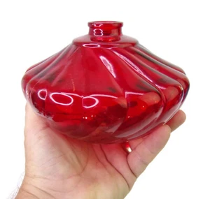 Cuerpo/vientre de lámpara de vidrio tintado rojo vintage de 6" - Imagen 1 de 6