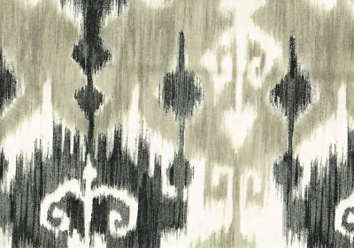 5 Yds Richloom Fabric Gray Beige Ikat  Cotton  Drapery Upholstery - Image 1 of 2