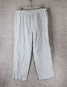 Eileen Fisher Linen Pants Womens 36x27 Black White Striped Wide Leg Cropped - Picture 1 of 13