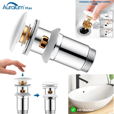 Ablaufgarnitur Pop Up Abfluss Keramik Ventil Waschbecken Stöpsel Waschtisch DHL - Bild 1 von 4