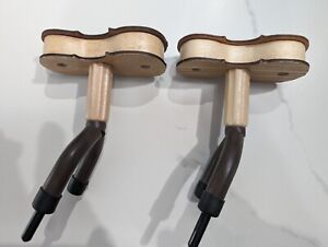 Set of 2 Wood Violin Hangers/Display Rack with Bow Hook/Screws Wall Mount 