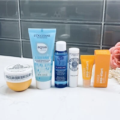 Loccitane Aqua LIMPIADOR EN GEL DE AGUA, BÁLSAMO LABIAL, CLINIQUE, SOL JANEIRA juego de 5 piezas Foto 1 de 4