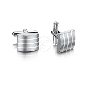 Titanium Mens Cufflinks Silver Stripe Inlay Design Square Titanium Cufflinks - Picture 1 of 1