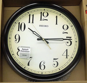 SEIKO SPLASH RESISTANT OUTDOOR CLOCK- 16INCH DIAMETER QXA548BLH - Picture 1 of 2