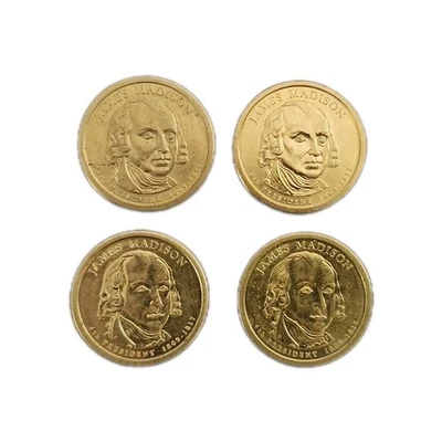 🔥*LOT OF 4* 2007 James Madison - United States One Dollar Coin 1809 - 1817🔥 - Image 1 of 2