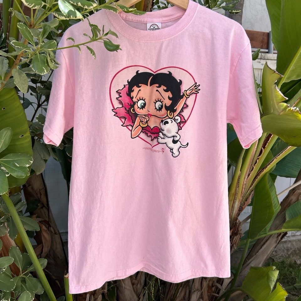 Camiseta vintage 2007 Betty Boop rosa gráfica algodón mediano Foto 1 de 4
