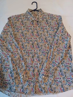 Camisa Alan River XL Cachemira Floral Caballo Zorro Ciervo Pájaro Caza Multicolor  Foto 1 de 4