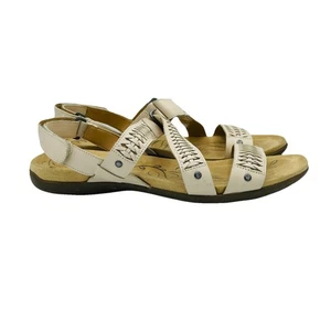 Naturalizer Shoes Womens Size 8.5N Leather Beige Eliora N5 Comfort Sandals Weave - Picture 1 of 11