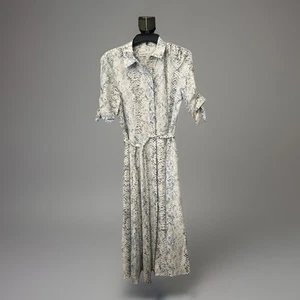 NWT Calvin Klein Snake Print Shirt dress Size 6 Button Front Midi W Pockets - Picture 1 of 8