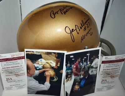 CASCO ROGER STAUBACH JOE BELLINO FIRMADO TAMAÑO COMPLETO RK AZUL MARINO 60, 63 HEISMAN JSA Foto 1 de 4