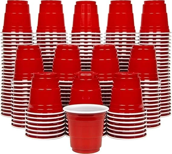 GoPong 2oz Plastic Shot Cups - Pack of 200 Disposable Mini Party Red