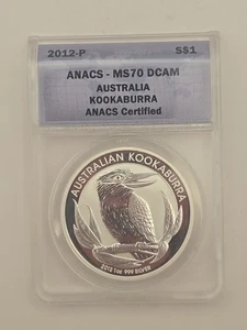 2012-P Australia Silver $1 Kookaburra ANACS MS70 DCAM - Picture 1 of 6