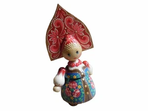 Muñeca Matrioska rusa hecha a mano de madera de tilo 7 pulgadas firmada - Imagen 1 de 13