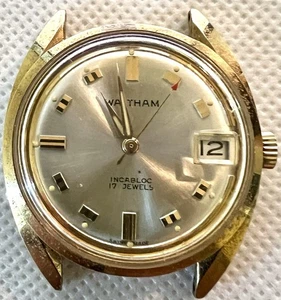 Vintage 60's Waltham Date Red Arrow Second Hand Wind 17J HEAD ONLY Swiss - Bild 1 von 6