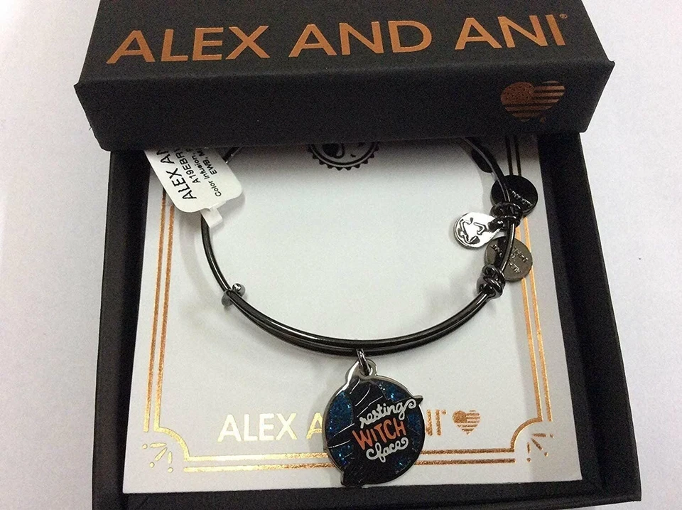 Alex and Ani Color Infusion Resting Witch Face Bracelet Midnight Silver Z38