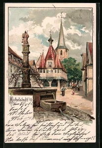Künstler-AK Michelstadt i. O., am Brunnen 1901  - Picture 1 of 2