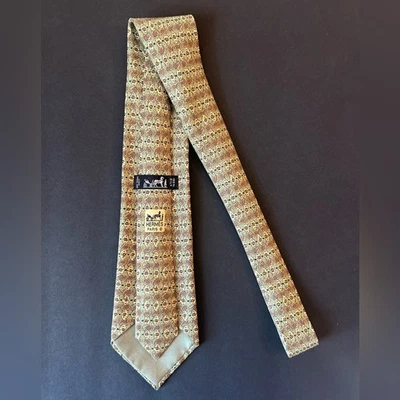Corbata Hermes Paris 100 % seda - patrón clásico vintage Foto 1 de 4