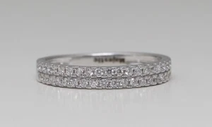 14k weißer runder zweireihiger Diamant Halb-Ewigkeit Band (0,38 Ct G Si1 Reinheit) - Bild 1 von 4