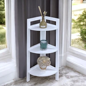 Bathroom Corner Shelf 3 Tier Shelving Rack Unit White Display Stand Home Storage - Picture 1 of 5