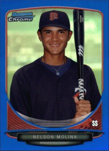 2013 Bowman Chrome Mini Blue Refractors #281 Nelson Molina /99